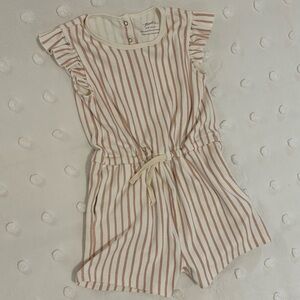 Pehr Girls 4T Striped Drawstring Romper | 100% Cotton